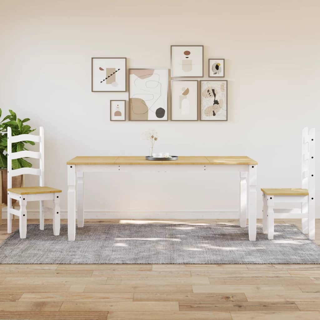 Mesa De Comedor Corona Madera Maciza Pino Blanco 180x90x75 Cm_1