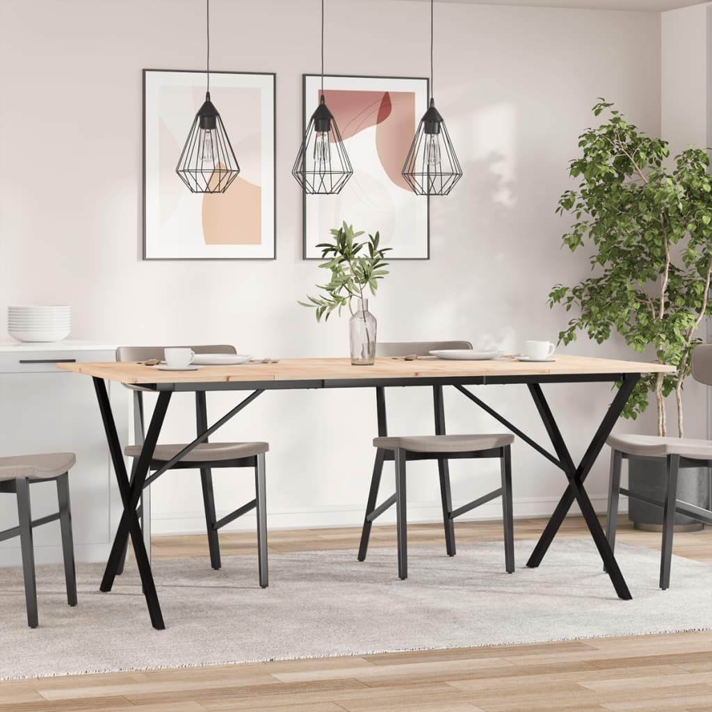 Mesa De Comedor Marco X Madera Maciza Pino Y Acero 180x90x75cm_1