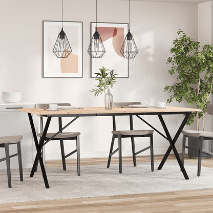 Mesa De Comedor Marco X Madera Maciza Pino Y Acero 180x90x75cm_1
