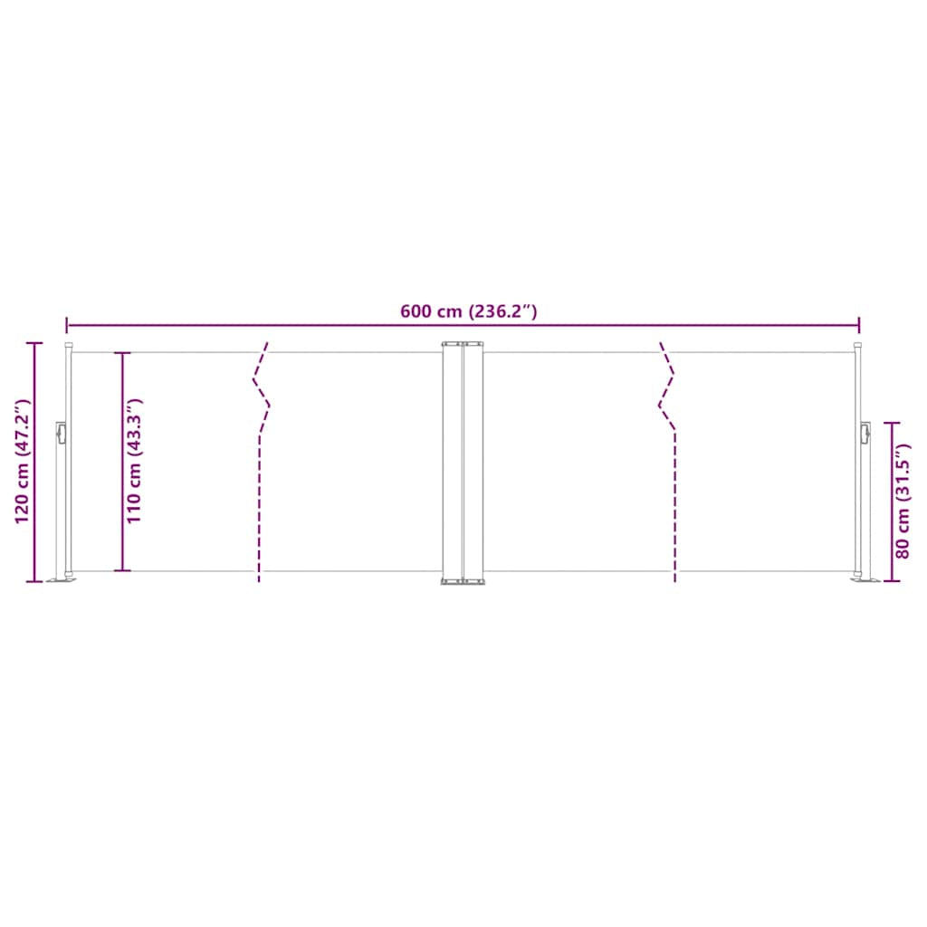 Vidaxl Toldo Lateral Retráctil Rojo 120x600 Cm_2