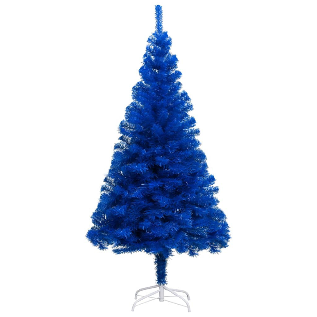 Vidaxl Árbol De Navidad Preiluminado Con Luces Y Soporte Azul 120 Cm_1