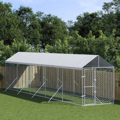 Vidaxl Perrera De Exterior Con Toldo Acero Galvanizado Plata 2x10x2,5m_1