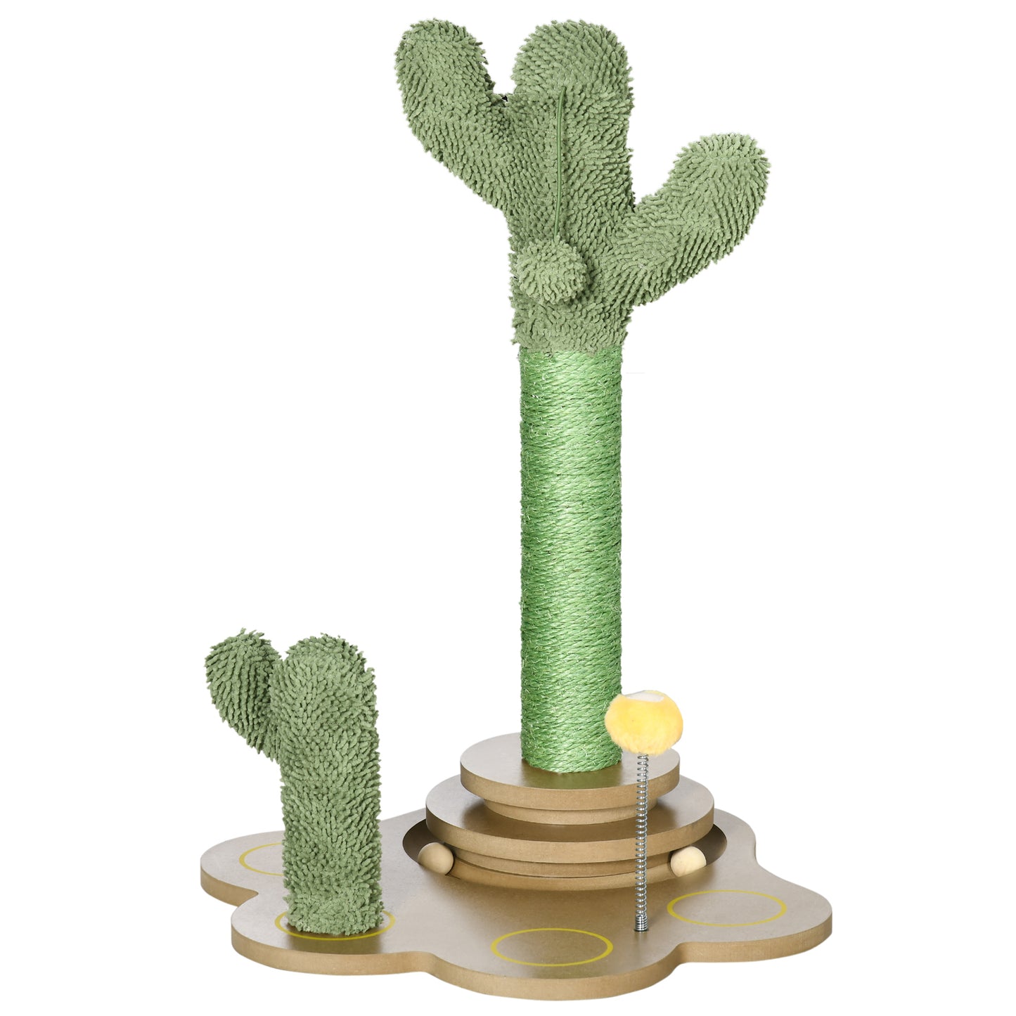 Pawhut Árbol Rascador Para Gatos Con Postes De Cactus Y Bolas 46x43x60 Cm Verde_0