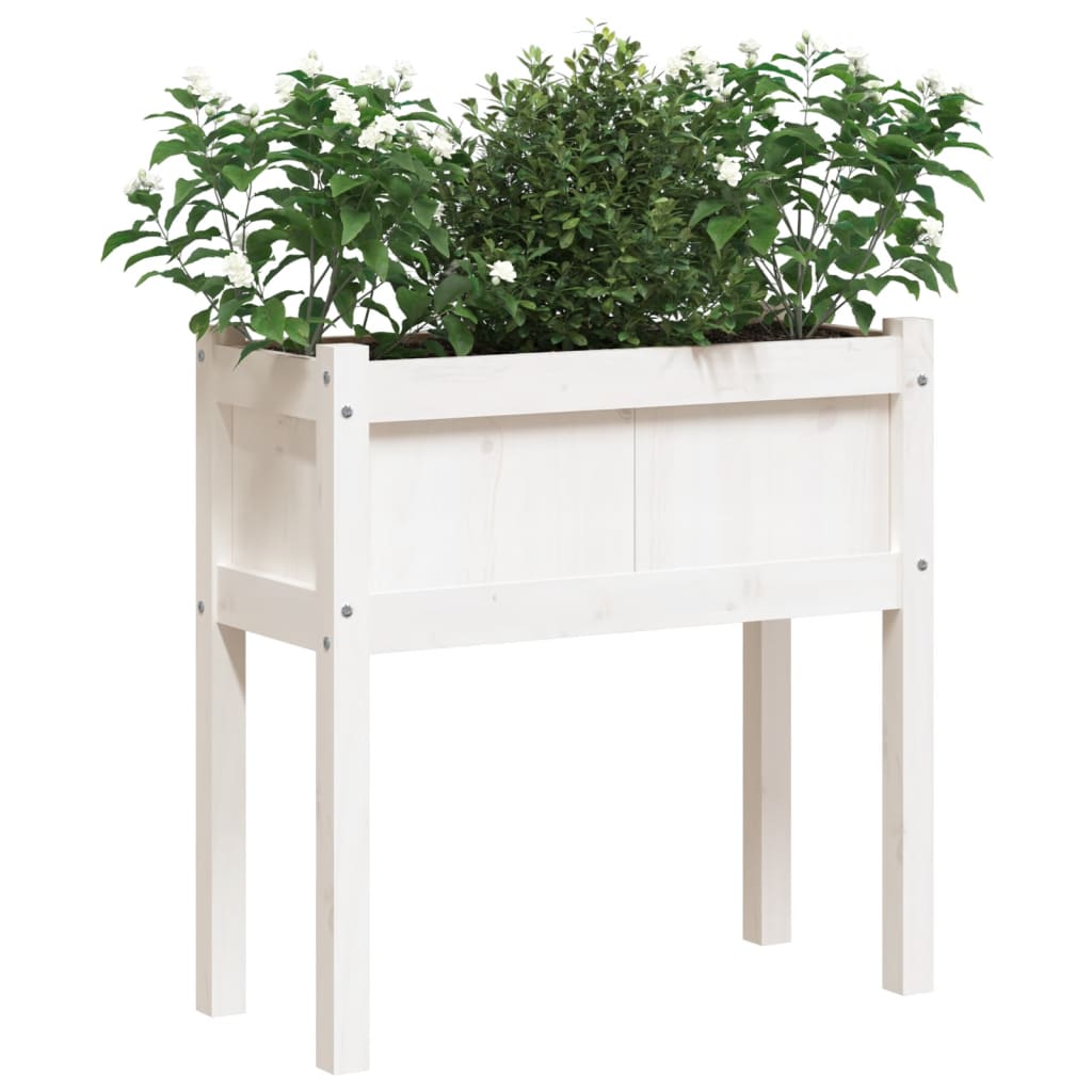 Jardinera Con Patas Madera Maciza De Pino Blanco 70x31x70 Cm_3