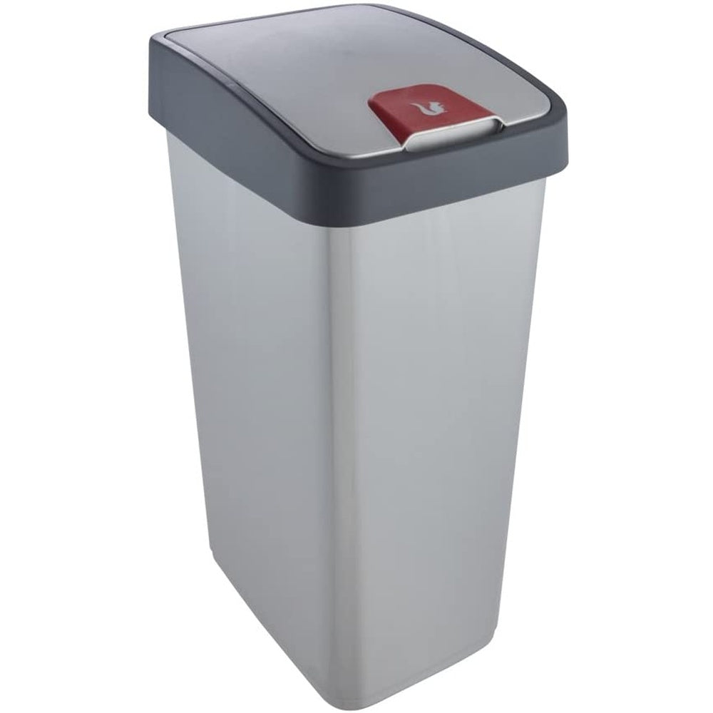 Cubo De La Basura Premium Con Tapa Abatible, Tacto Suave, 45 L, Magne, Plateado_0