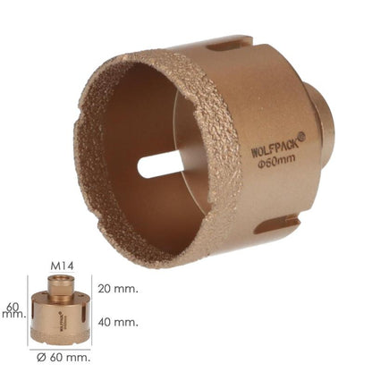 Corona Diamante Para Amoladora Ø 60 Mm. Conexión Rosca M14. Corte Seco_1