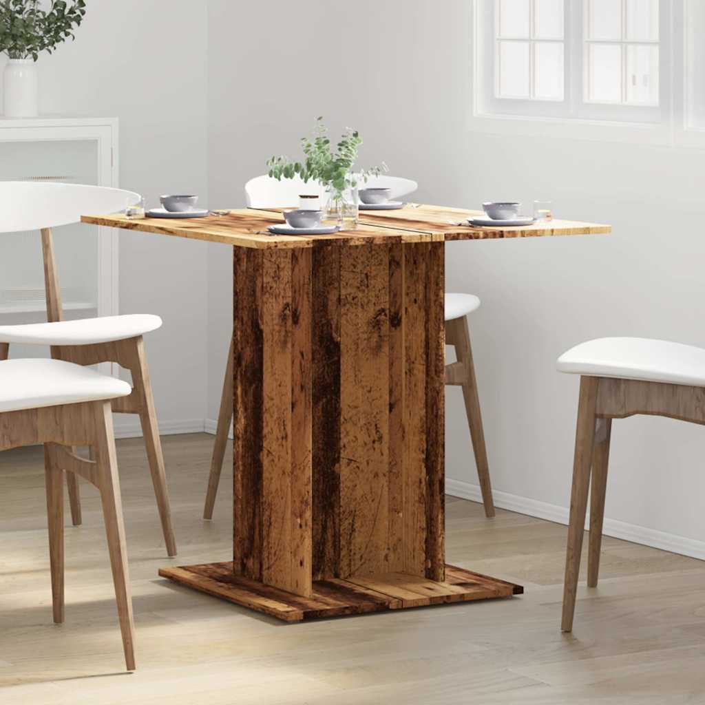 Mesa De Comedor Madera De Ingeniería Envejecida 80x80x75 Cm_2