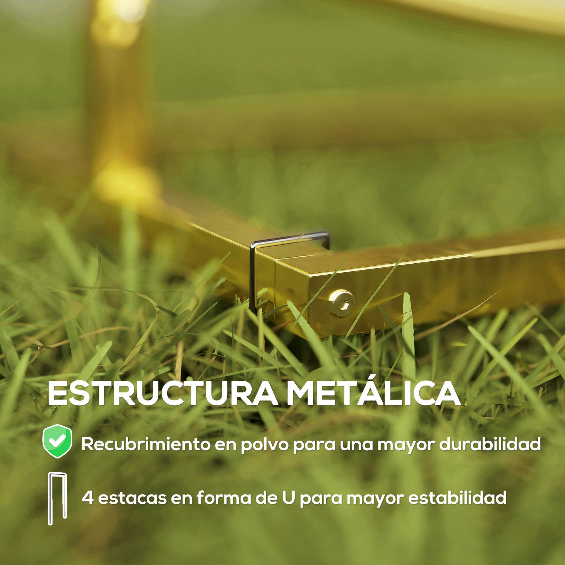 Outsunny Arco De Jardín De Metal Redondo Con Recubrimiento En Polvo Dorado_4