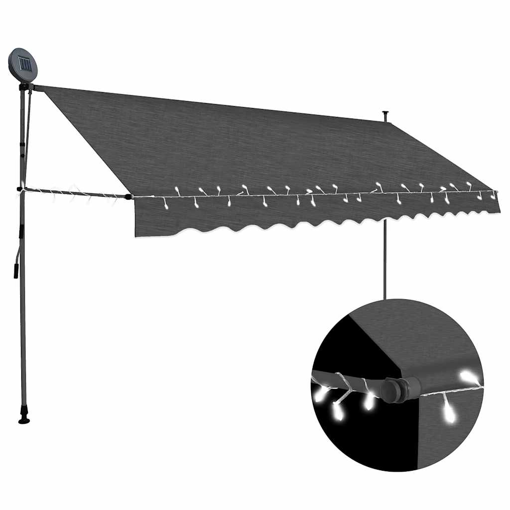 Toldo Manual Retráctil Con Led Gris Antracita 350 Cm_1