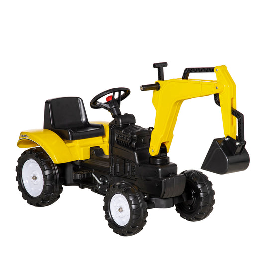 Homcom Tractor A Pedales Para Niños De +3 Años 107x42x71 Cm Amarillo_0