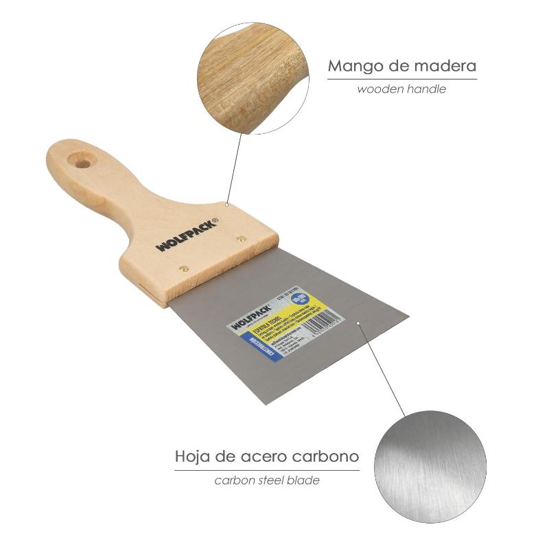 Espatula Techos Mango Madera Hoja Acero 90 X 100 Mm. Espatula Yeso, Espatula Pintor, Espatula Masillas, Espatula Pladur, Etc._2