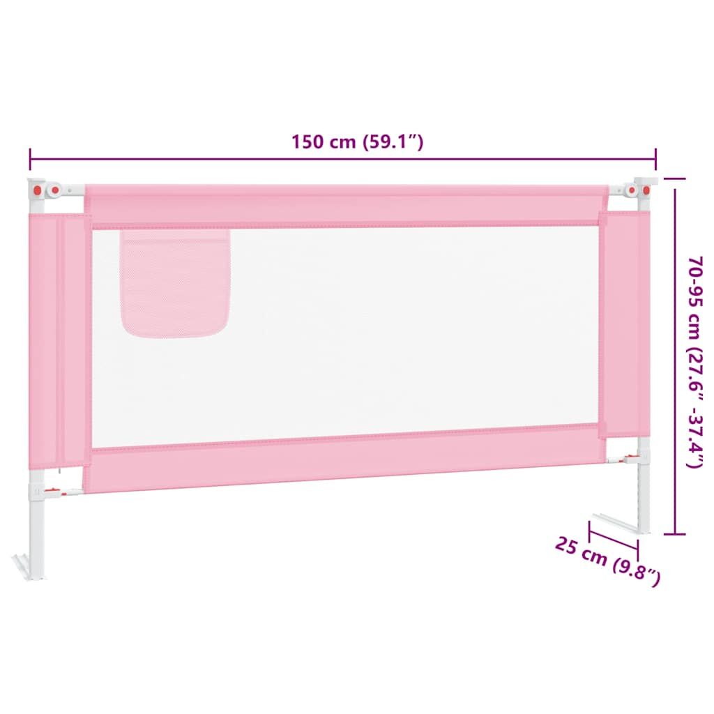 Vidaxl Barandilla De Seguridad Cama De Niño Rosa Tela 150x25 Cm_2