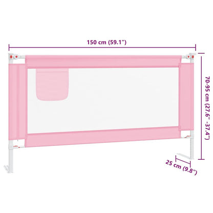 Vidaxl Barandilla De Seguridad Cama De Niño Rosa Tela 150x25 Cm_2