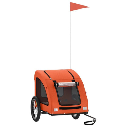 Vidaxl Remolque De Bicicleta Mascotas Hierro Tela Oxford Naranja_0