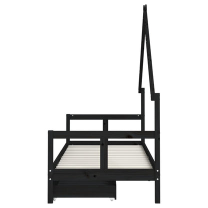 Vidaxl Estructura De Cama Niños Con Cajones Madera Pino Negro 80x200cm_5