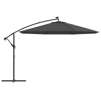 Sombrilla Voladiza Luces Led Y Poste De Metal Antracita 350 Cm_2