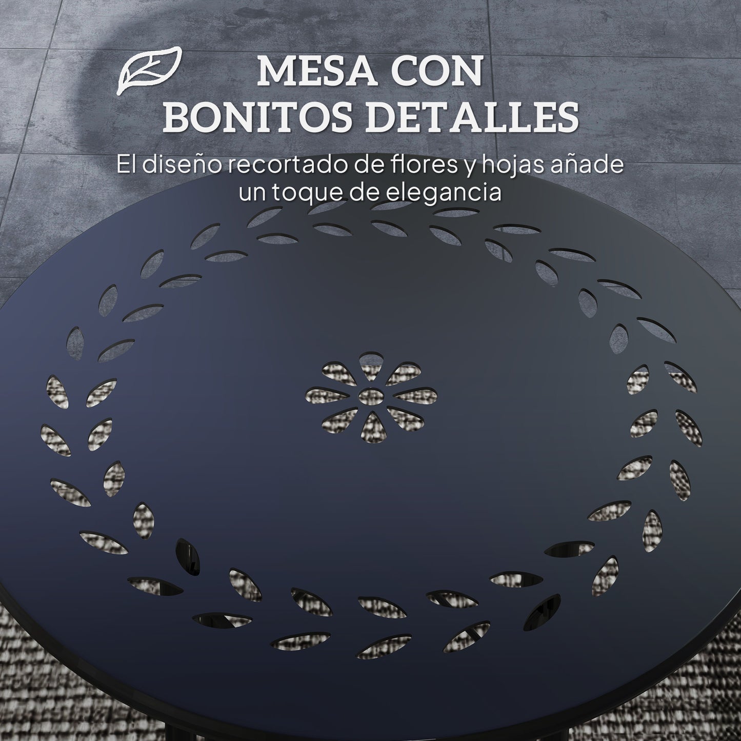 Outsunny Mesa De Jardín Redonda Ø40x50 Cm Para Interior Y Exterior Negro_3