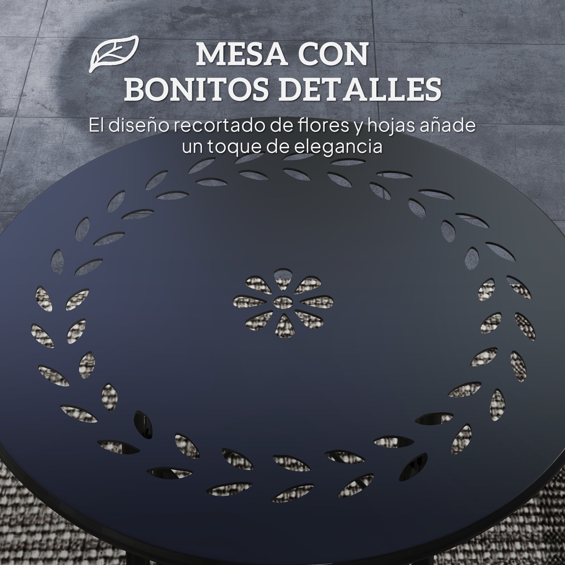 Outsunny Mesa De Jardín Redonda Ø40x50 Cm Para Interior Y Exterior Negro_3