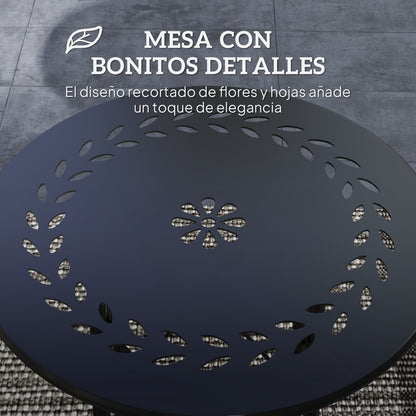 Outsunny Mesa De Jardín Redonda Ø40x50 Cm Para Interior Y Exterior Negro_3