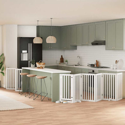 Vidaxl Puerta De Perros Plegable 15 Paneles Madera Álamo Blanca 750 Cm_1