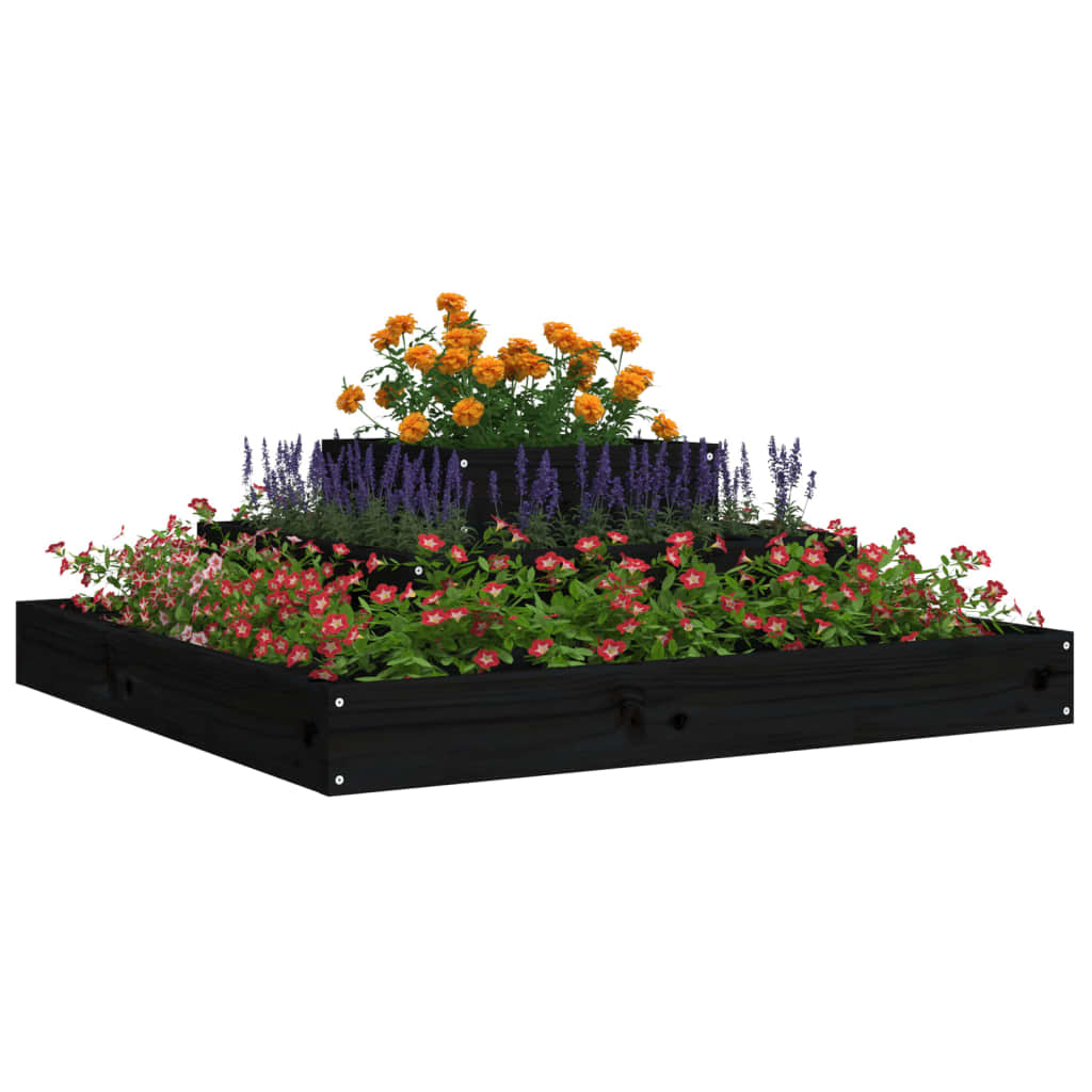 Jardinera De Madera Maciza De Pino Negro 80x80x27 Cm_2