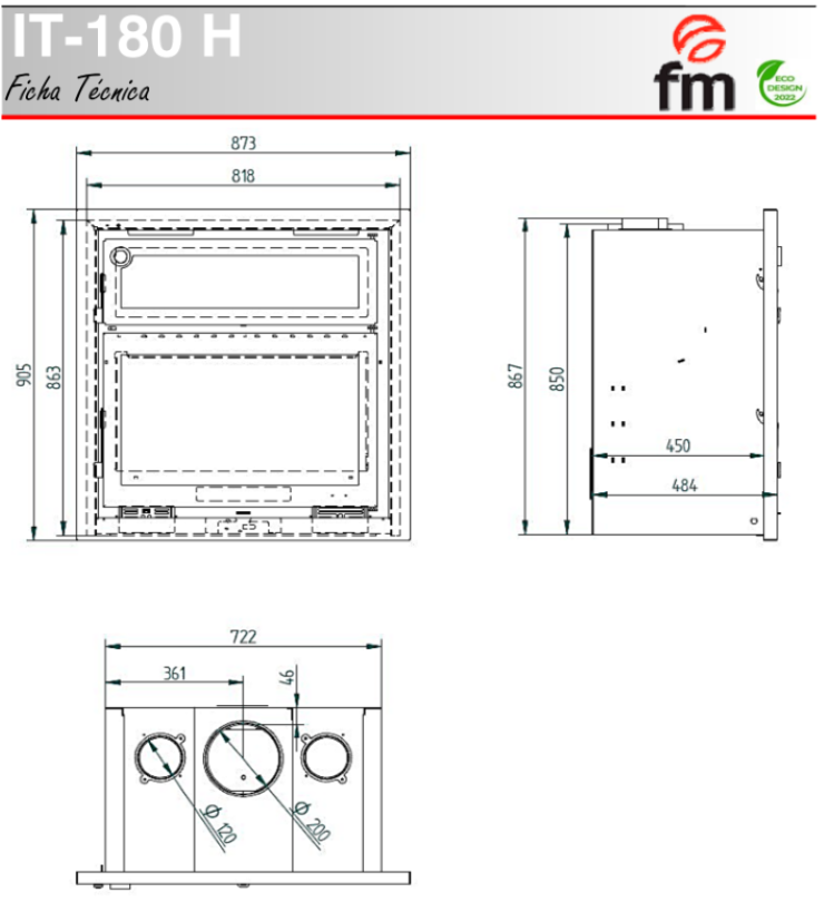 BRICOSOL Insertable de leña con horno y turbinas FM Modelo IT-180 H_3
