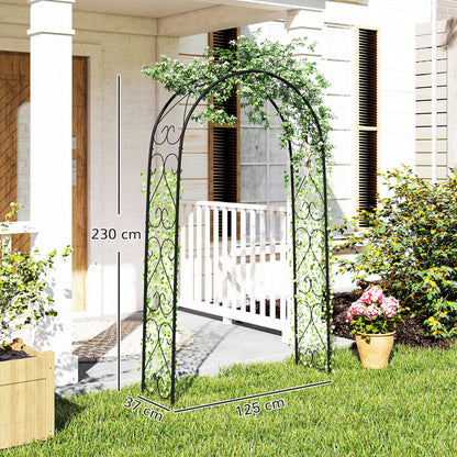 Outsunny Arco De Jardín De Acero Diseño Espiral De Corazón 125x37x230 Cm Negro_2