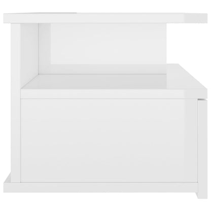 Mesita De Noche Flotante Madera Blanco Brillo 40x31x27 Cm_3