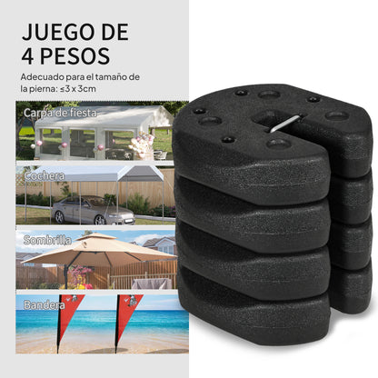 Outsunny Pack De 4 Pesos Para Carpas Plegables Pesos Para Cenador Rellenados Con Cemento Bases Para Toldo Pérgola Ø22x5_3