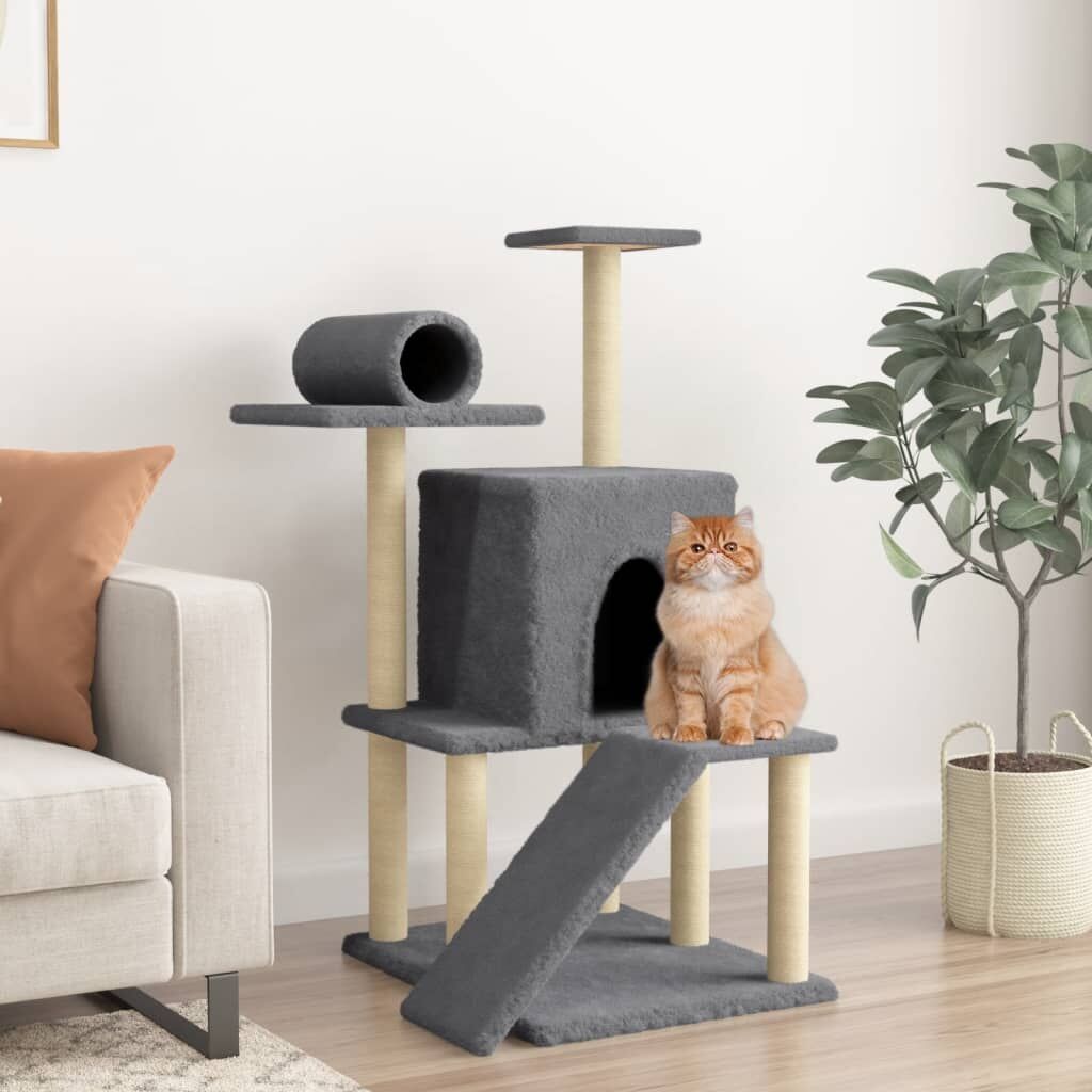 Vidaxl Rascador Para Gatos Con Postes De Sisal Gris Oscuro 110,5 Cm_1