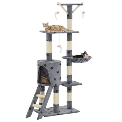 Vidaxl Rascador Para Gatos Con Poste De Sisal 138 Cm Huellas Gris_1
