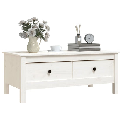 Mesa De Centro De Madera Maciza De Pino Blanco 100x50x40 Cm_2