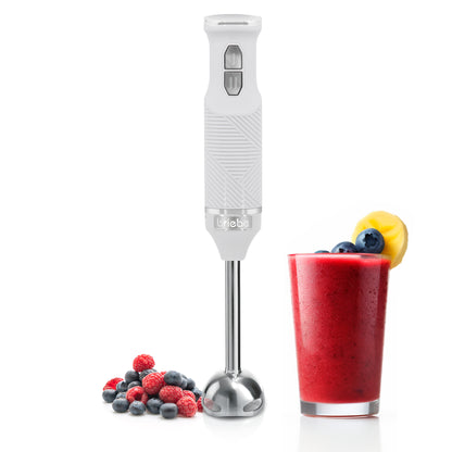 Briebe Batidora De Mano Brazo Desmontable, Cuchillas De Corte En Acero Inoxidable Diseño Ergonómico, Hb1173wht, Blanco_0