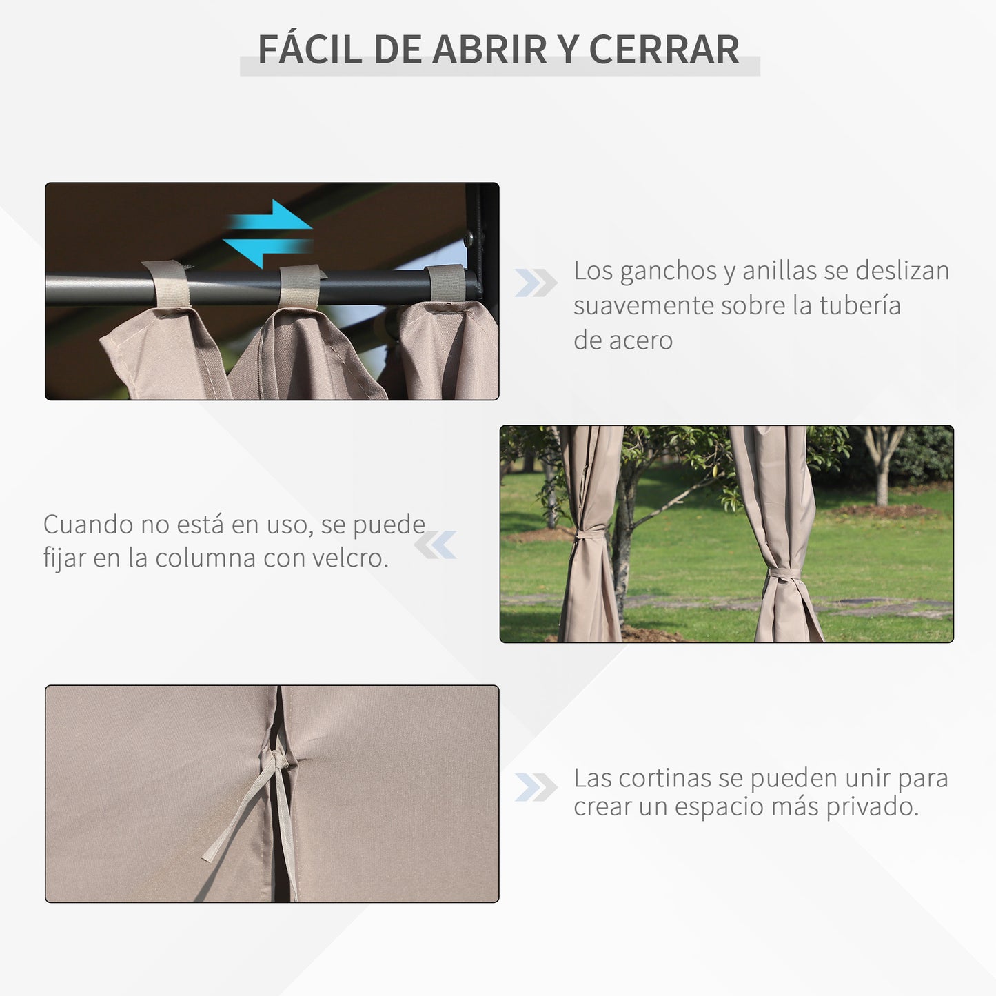 Outsunny Cenador De Jardín 4x3 M Con 6 Paredes Laterales Para Fiestas Caqui_4