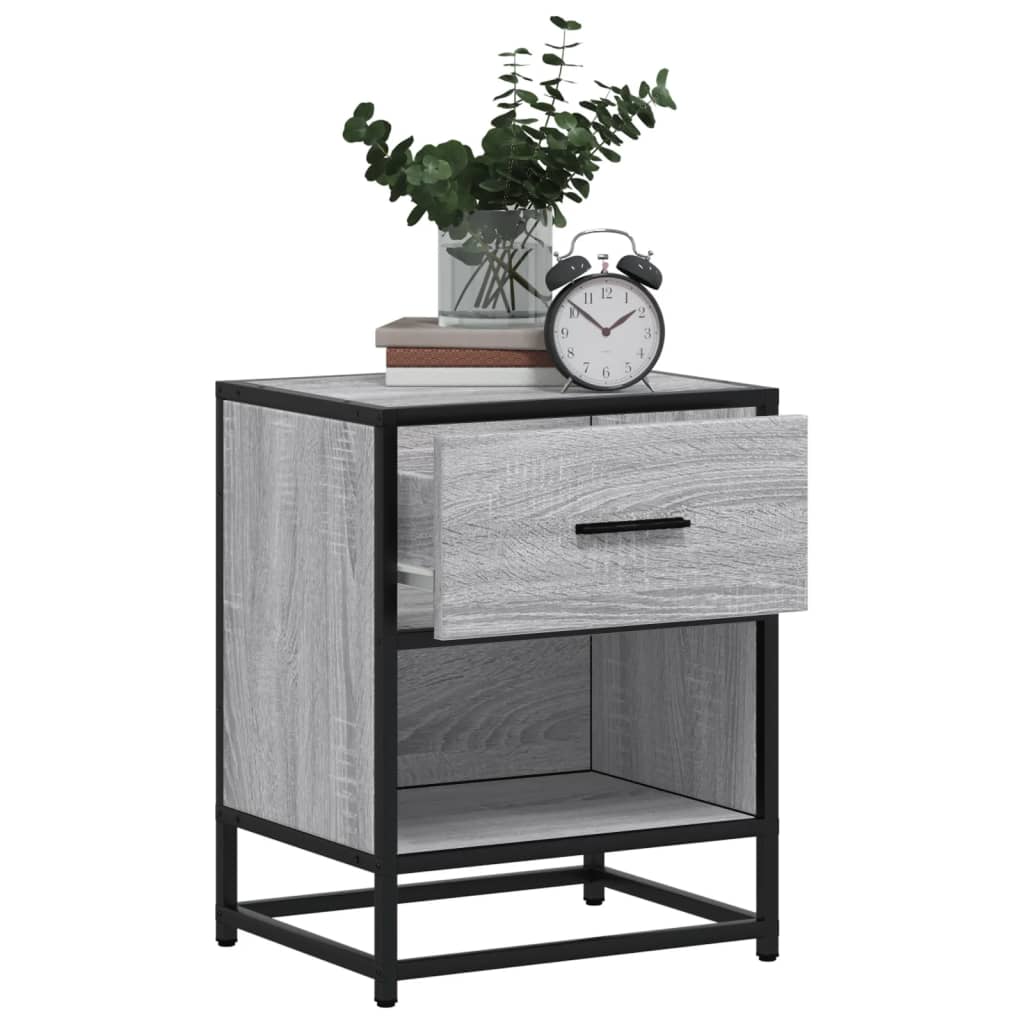 Mesita De Noche Madera De Ingeniería Gris Sonoma 40x31x50 Cm_2
