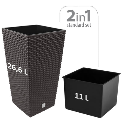 Maceta Rato De 26,6 Litros Con Inserto 26,5 X 26,5 X 50 Cm En Color Ocre Oscuro_1