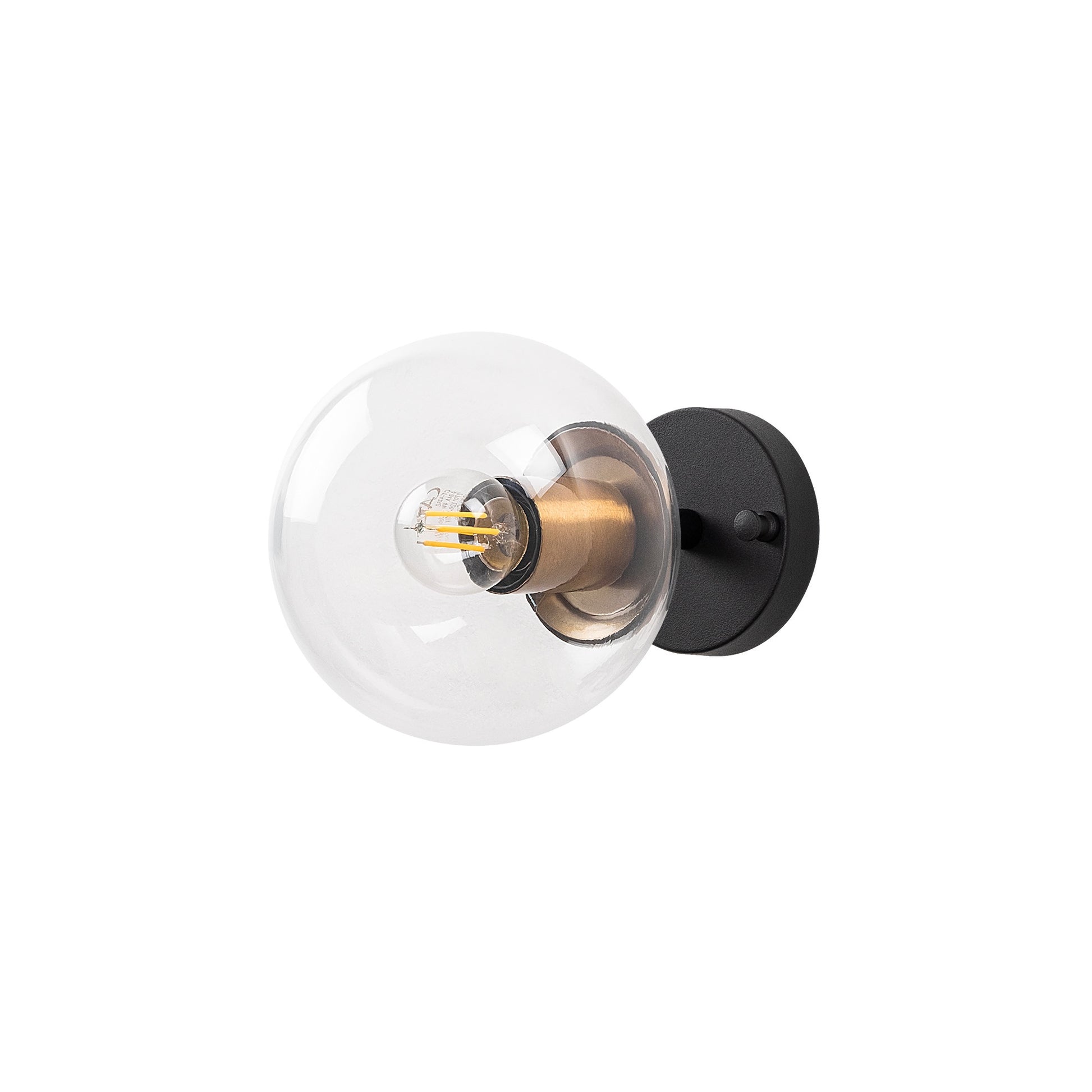 Aplique De Pared Pantalla Transparente, Metal , Negro, 15x15x24, Casquillo E14 Max 15 W_0