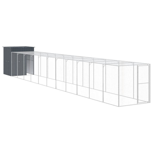Vidaxl Gallinero Con Corral Acero Galvanizado Gris 165x1271x181 Cm_0