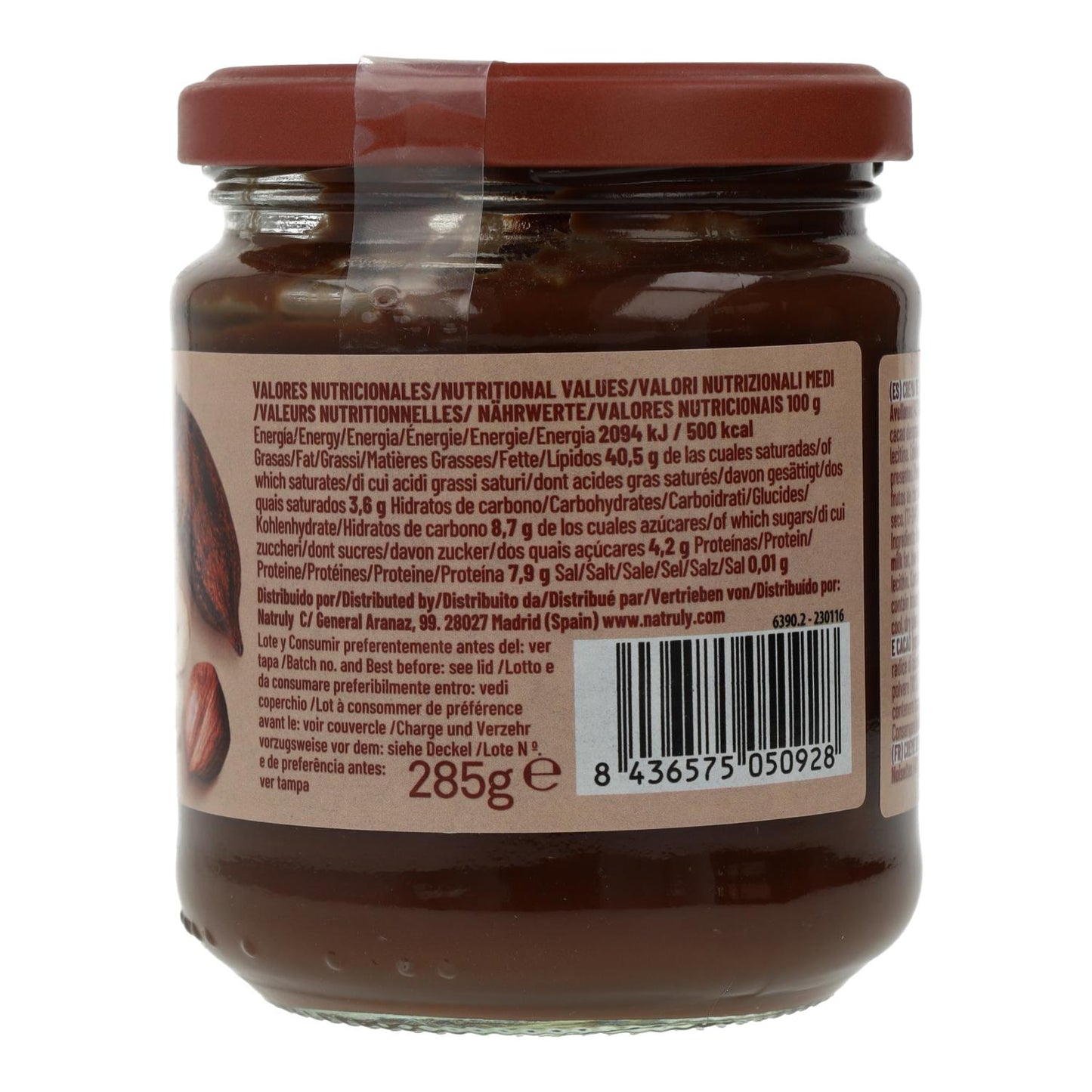 Pack 6x Crema de cacao y avellana Natruly 285 g