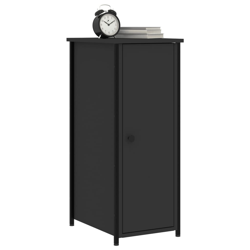 Mesita De Noche Madera De Ingeniería Negro 32x42x80 Cm_1