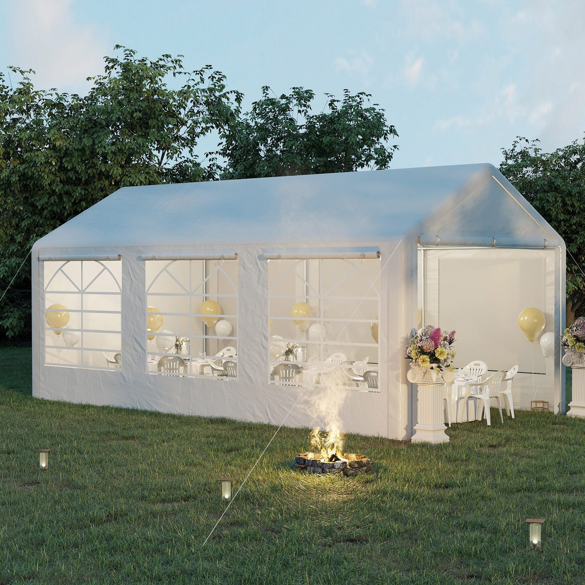 Outsunny Carpa Para Fiestas 6x3m Con 4 Paneles Laterales 2 Puertas Y 6 Ventanas_4