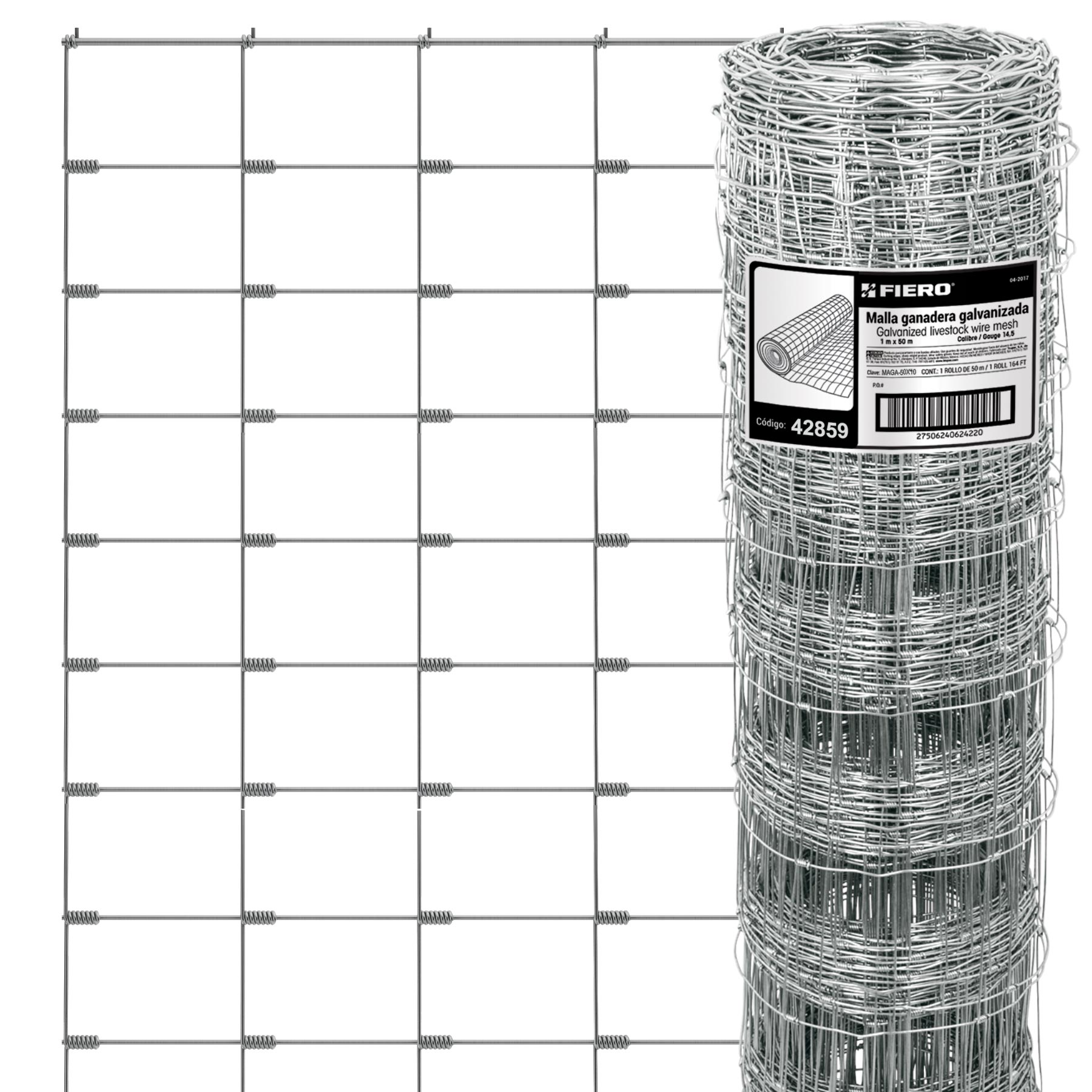 Malla Ganadería De Acero Galvanizado - 1x50 M_0