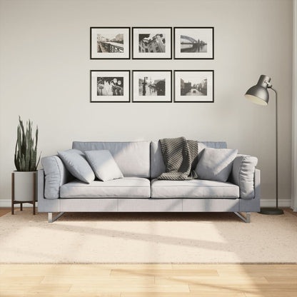Vidaxl Alfombra De Pelo Corto Suave Lavable Huarte Beige 160x230 Cm_1