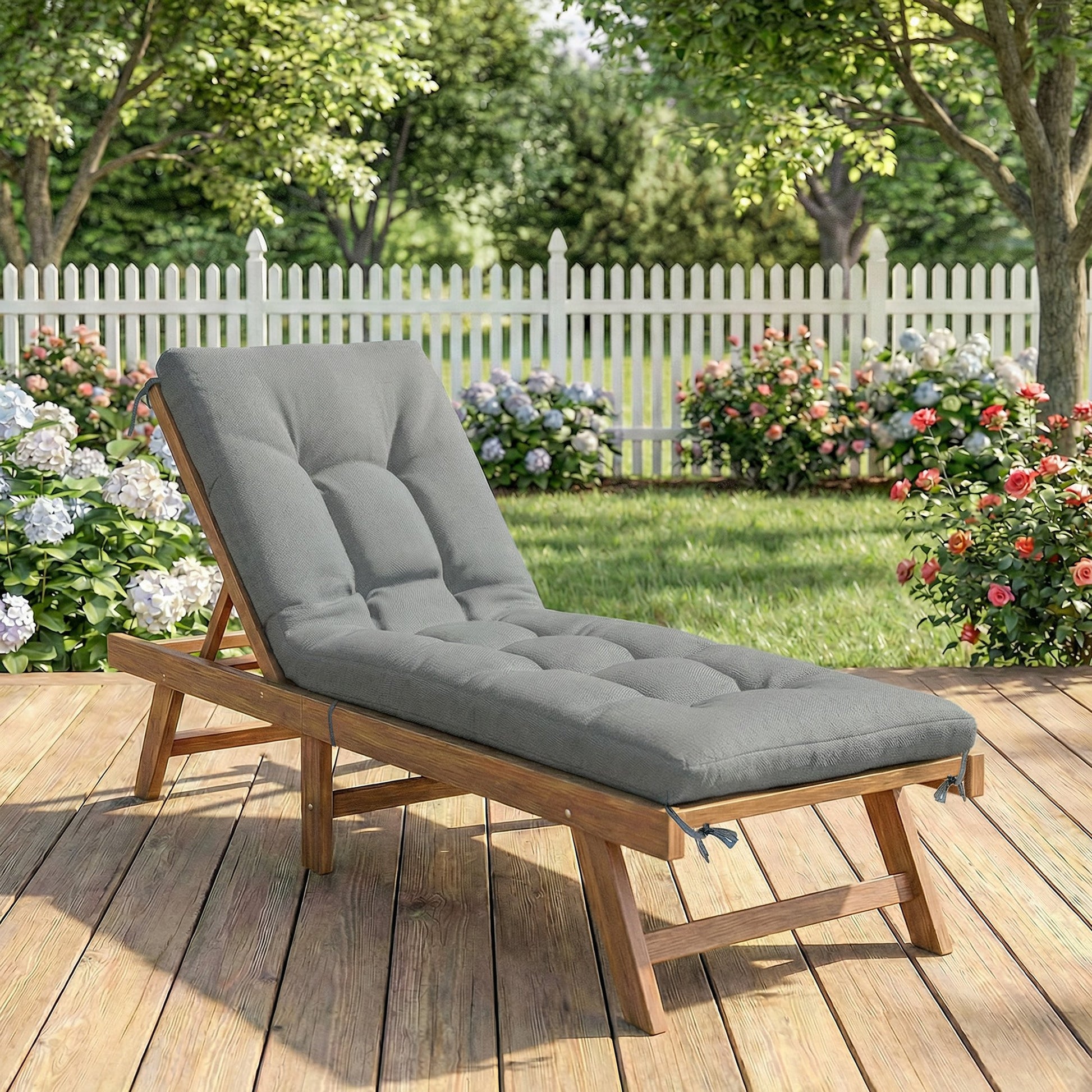 Outsunny Cojín Para Banco Y Tumbona Protección Uv50+ 198x65x13 Cm Gris Claro_3