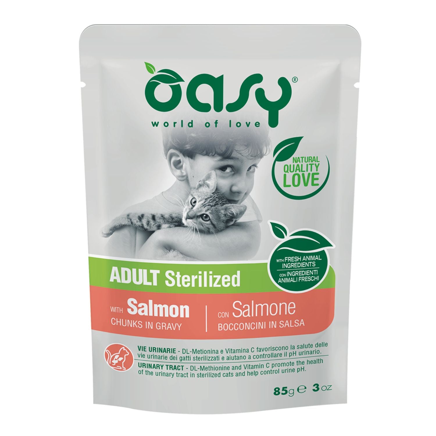 12 Sobres De Comida Oasy Trozos En Salsa Para Gato Esterilizado De Salmon 12x85g_0