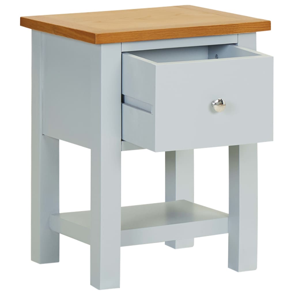 Mesita De Noche De Madera De Roble Maciza 36x30x47 Cm_0