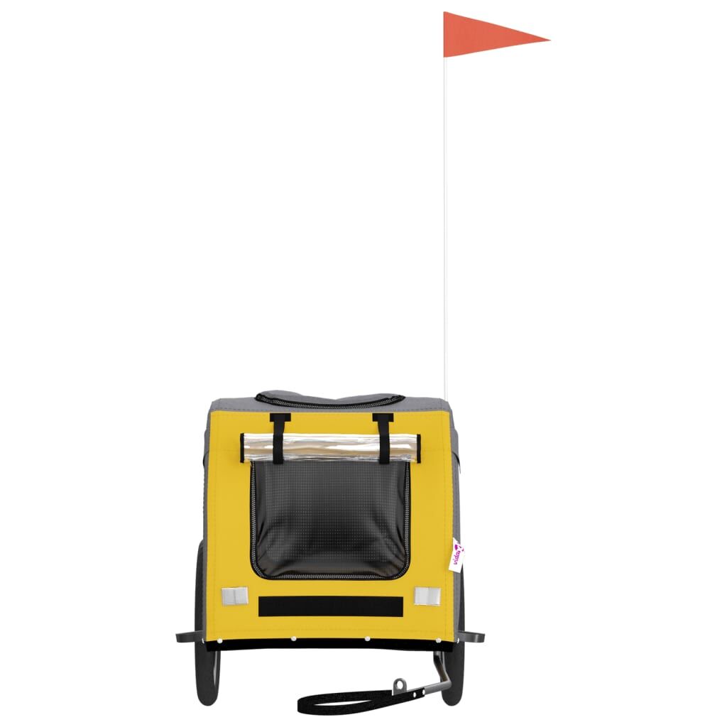 Vidaxl Remolque De Bicicleta Mascotas Hierro Tela Oxford Amarillo Gris_3