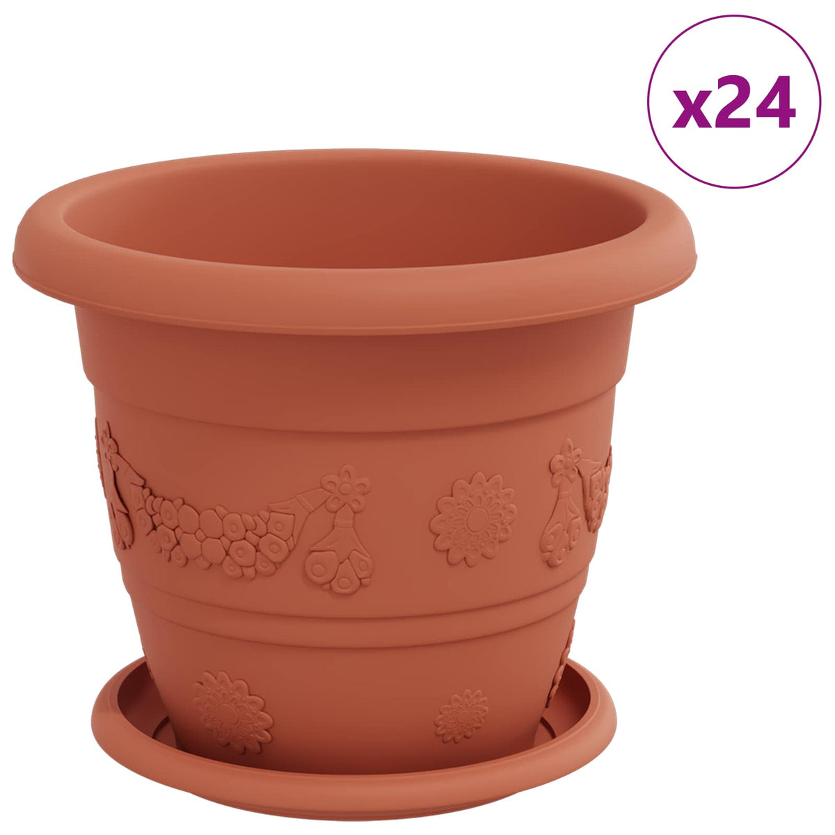Macetas 24 Uds. Rojo Ladrillo Ø 22 X 18 Cm Plástico_0