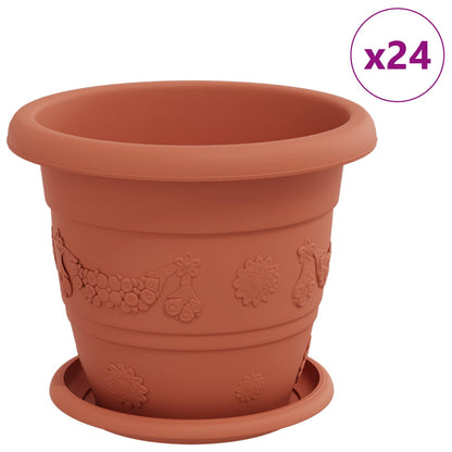 Macetas 24 Pcs Rojo Ladrillo Ø 22 X 18 Cm Plástico_0