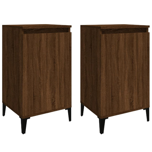 Mesitas De Noche 2 Uds Madera Color Roble Marrón 40x35x70 Cm_0